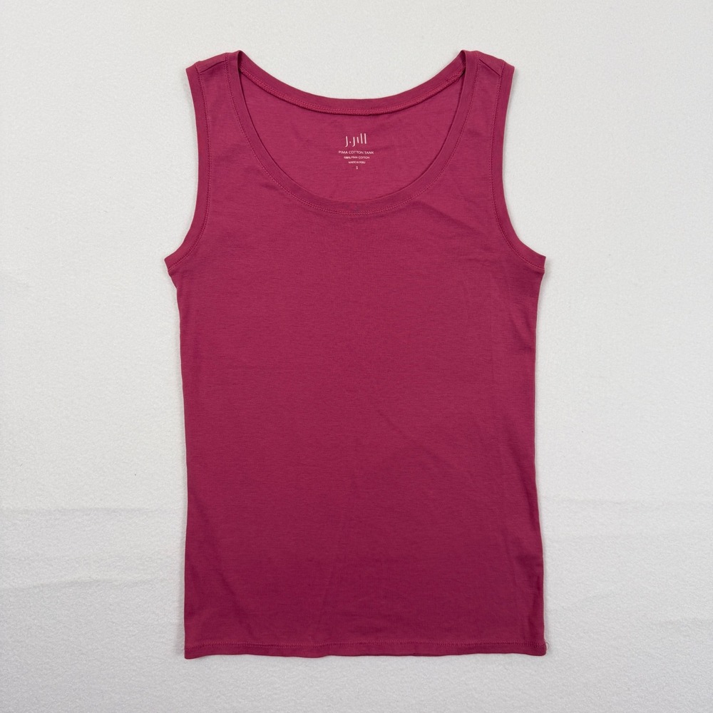 J. Jill Pima Cotton Tank Top Small Berry Scoop Neck Sleeveless Shirt